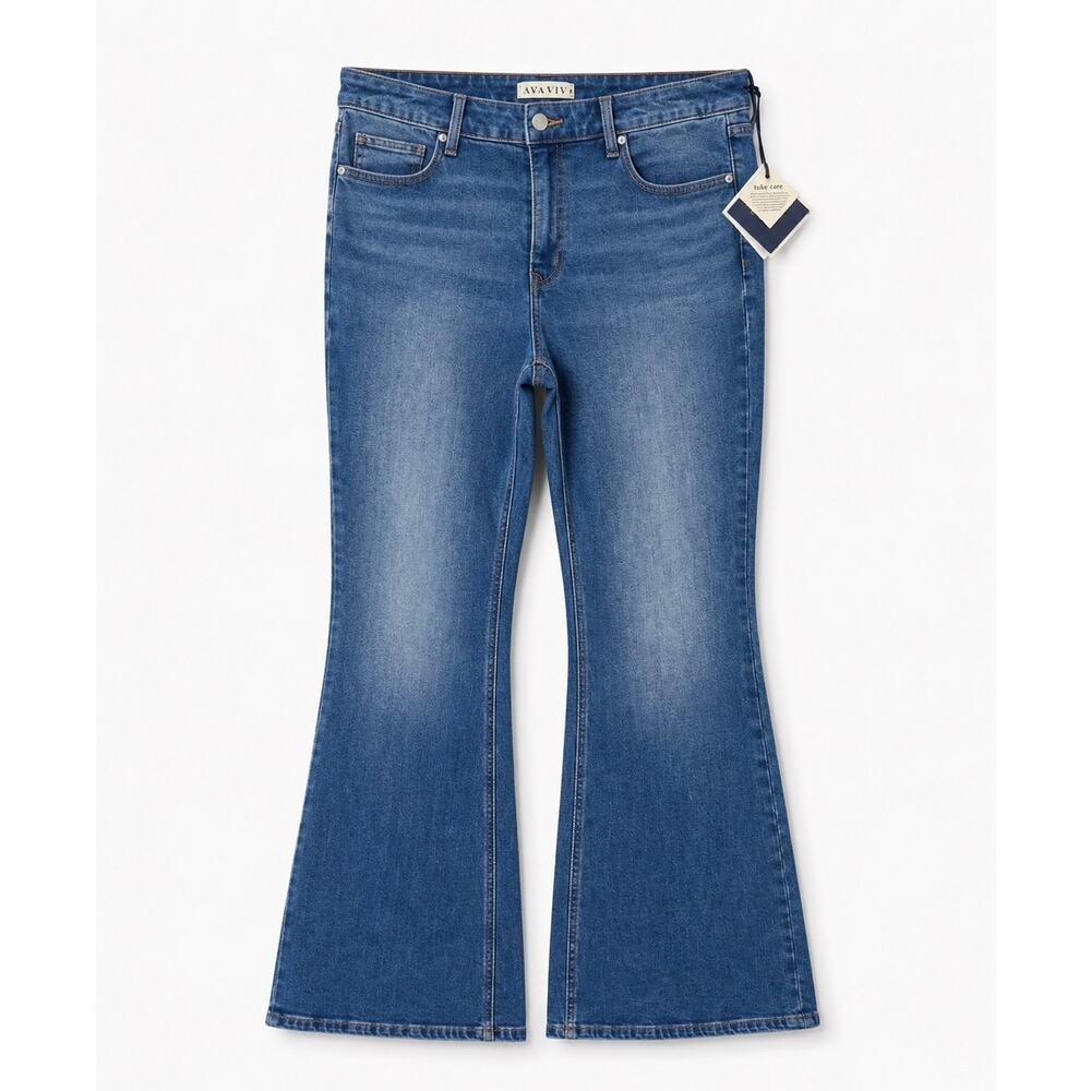 Ava & Viv High Rise Flare Jeans Medium Wash Stretch Denim Plus Women Size 17 NWT